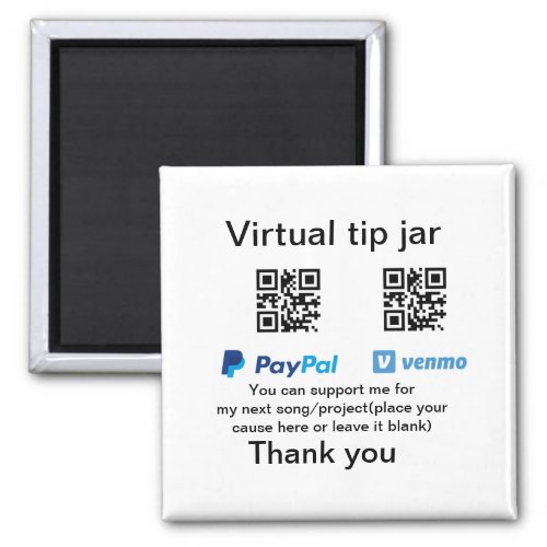 Virtual tip jar q r code money donation PayPal ven Magnet