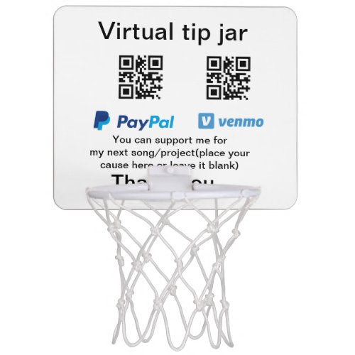 Virtual tip jar q r code money donation PayPal ven Mini Basketball Hoop