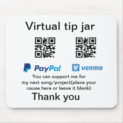Virtual tip jar q r code money donation PayPal ven Mouse Pad