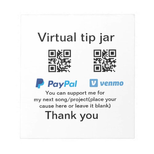 Virtual tip jar q r code money donation PayPal ven Notepad
