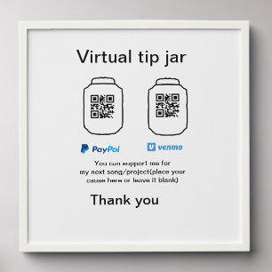 Virtual tip jar q r code money donation PayPal ven Peel And Stick Photo Tile