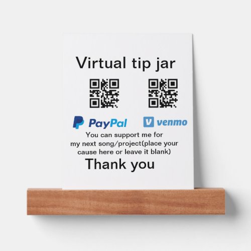 Virtual tip jar q r code money donation PayPal ven Picture Ledge