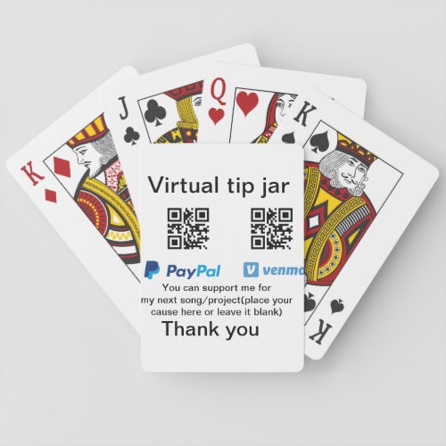 Virtual tip jar q r code money donation PayPal ven Playing Cards