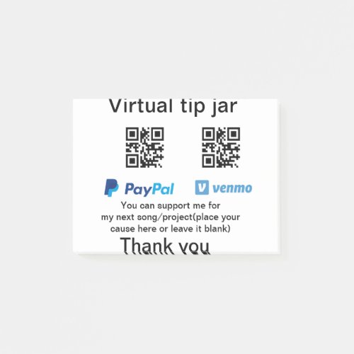 Virtual tip jar q r code money donation PayPal ven Post_it Notes