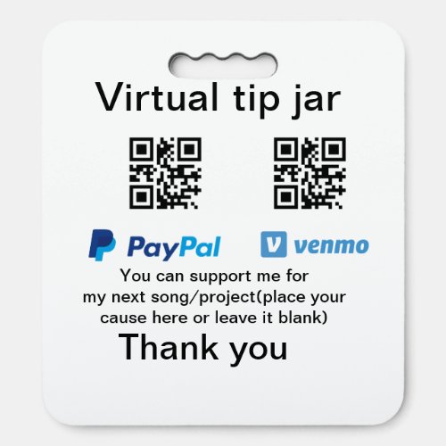 Virtual tip jar q r code money donation PayPal ven Seat Cushion