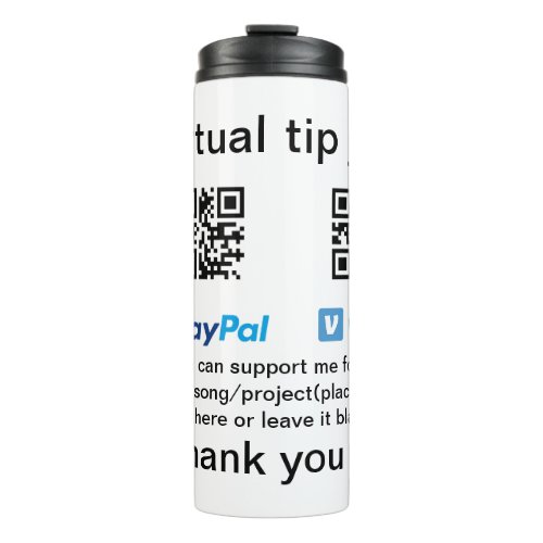 Virtual tip jar q r code money donation PayPal ven Thermal Tumbler