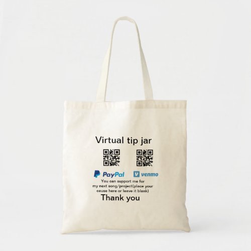 Virtual tip jar q r code money donation PayPal ven Tote Bag
