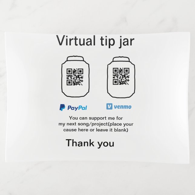 Virtual tip jar q r code money donation PayPal ven Trinket Tray (Front)