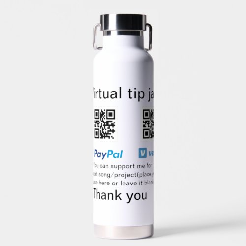 Virtual tip jar q r code money donation PayPal ven Water Bottle