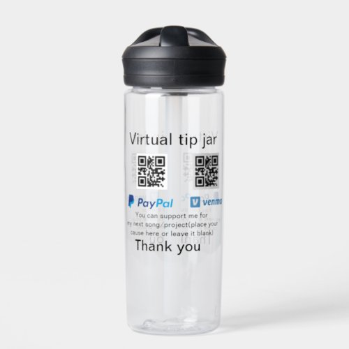 Virtual tip jar q r code money donation PayPal ven Water Bottle