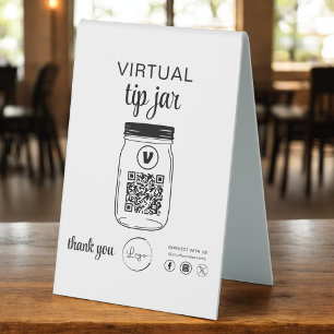 Virtual Tip Jar QR Code Logo Table Tent