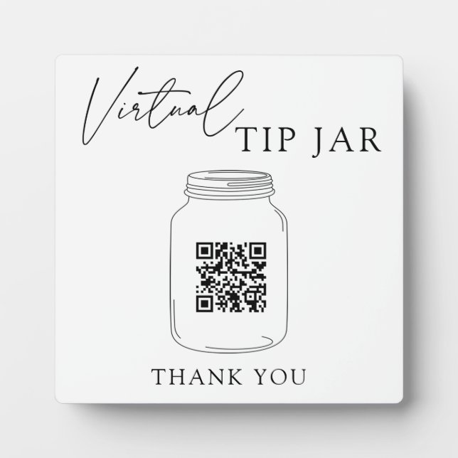 Virtual Tip Jar QR Code Sign Plaque (Front)