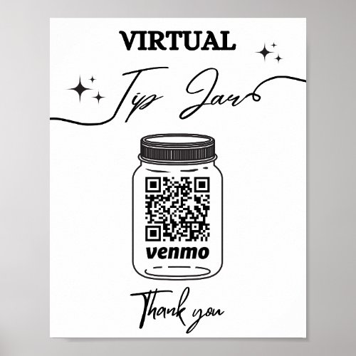 Virtual Tip Jar QR Code Tip Your Bartender Pedesta Poster
