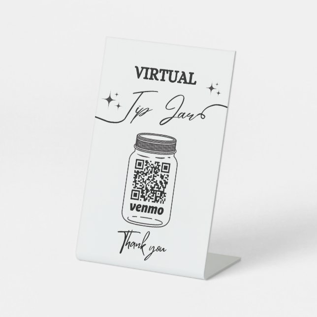 Virtual Tip Jar QR Code Tip Your Bartender Pedestal Sign (Front)