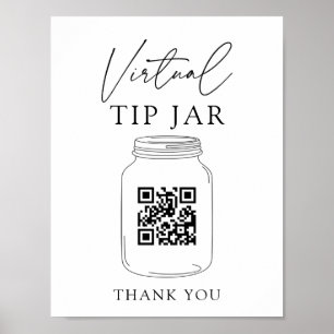 Virtual Tip Jar QR Code Tip Your Bartender Sign