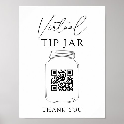 Virtual Tip Jar QR Code Tip Your Bartender Sign