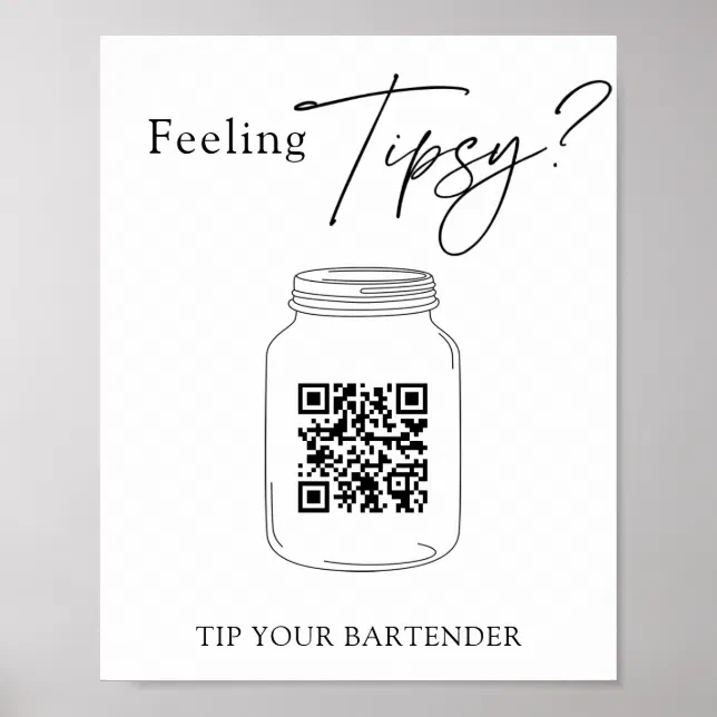 Virtual Tip Jar QR Code Tip Your Bartender Sign | Zazzle