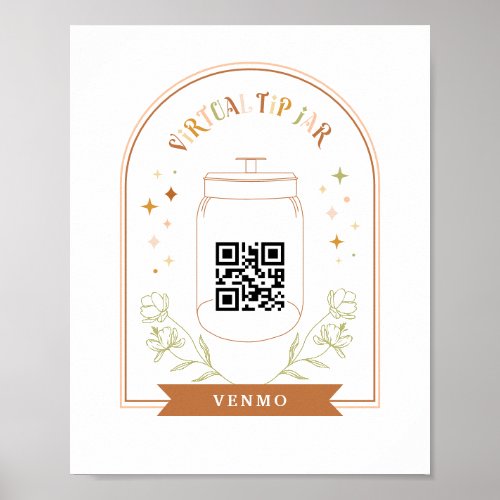 Virtual Tip Jar Scan QR Code Cash App Payment  Ped Poster