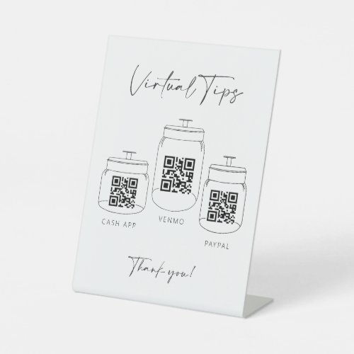 Virtual Tip Jar Scan QR Code Cash App Payment  Pedestal Sign