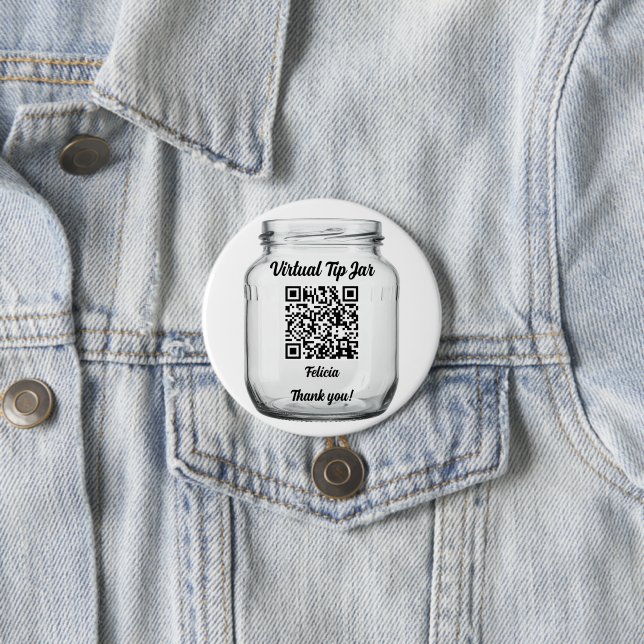 Virtual Tip Jar, Scan to Tip Glass Jar Button (In Situ)