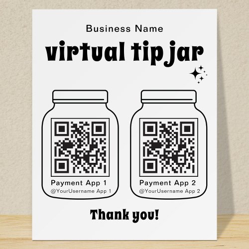 Virtual Tip Jar with 2 QR Code Foam Board