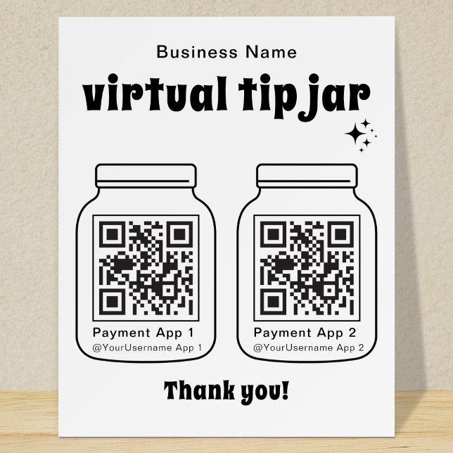 Virtual Tip Jar with 2 QR Code Foam Board (Creator Uploaded)