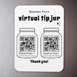 Virtual Tip Jar with 2 QR Code Magnet<br><div class="desc">This personalizable virtual tip jar magnet is a versatile product that empowers you to tailor your own tip collection experience. With the ability to insert your business name and two QR codes from your preferred payment apps, this sign enhances customer engagement and ease of use. Perfect for cafes, artists, performers,...</div>