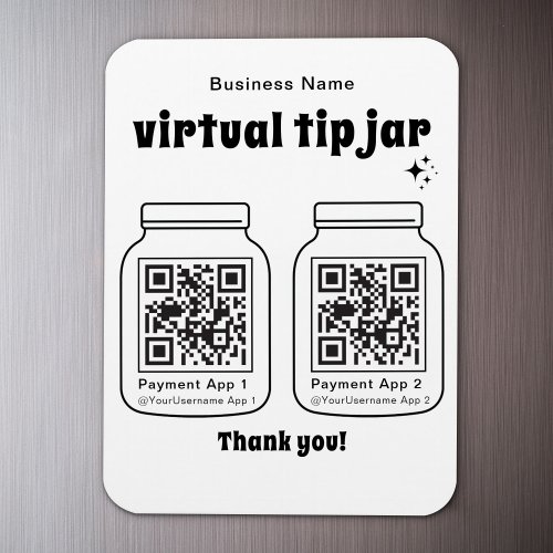 Virtual Tip Jar with 2 QR Code Magnet