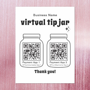 Virtual Tip Jar with 2 QR Code Magnetic Dry Erase Sheet