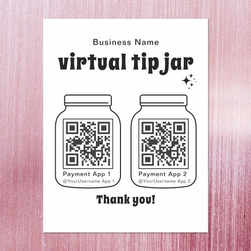 Virtual Tip Jar with 2 QR Code Magnetic Dry Erase Sheet