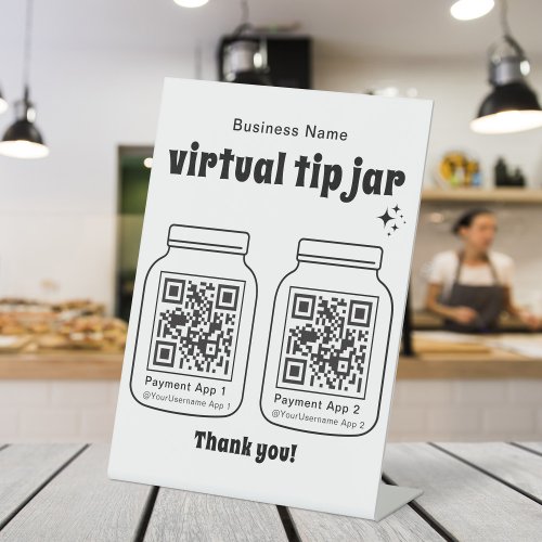 Virtual Tip Jar with 2 QR Code Pedestal Sign