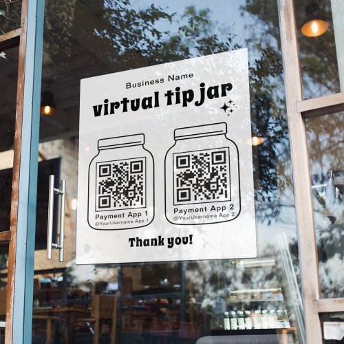 Virtual Tip Jar with 2 QR Code Sticker