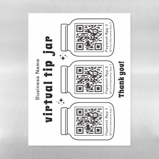 Virtual Tip Jar with 3 QR Code Dry Erase Sheet Zazzle