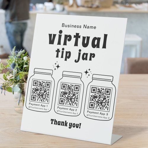 Virtual Tip Jar with 3 QR Code Pedestal Sign