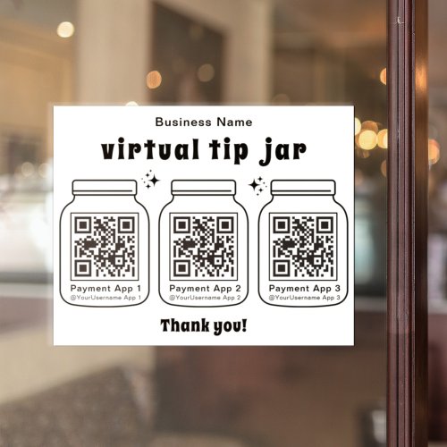 Virtual Tip Jar with 3 QR Code Sticker