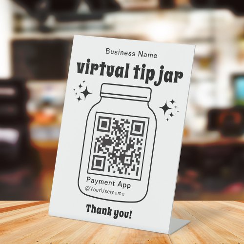 Virtual Tip Jar with QR Code Pedestal Sign