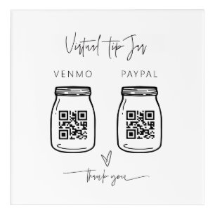 Virtual Tips Sign Cash Business Acrylic Print