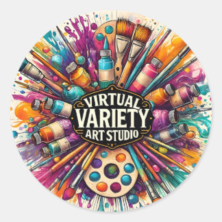 Virtual Variety Art Studio – Creative Paint Splash Classic Round Sticker