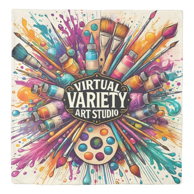 Virtual Variety Art Studio – Creative Paint Splash Duvet Cover (Front)