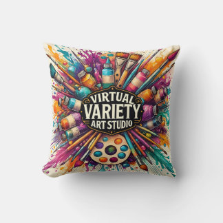 Virtual Variety Art Studio – Creative Paint Splash Throw Pillow