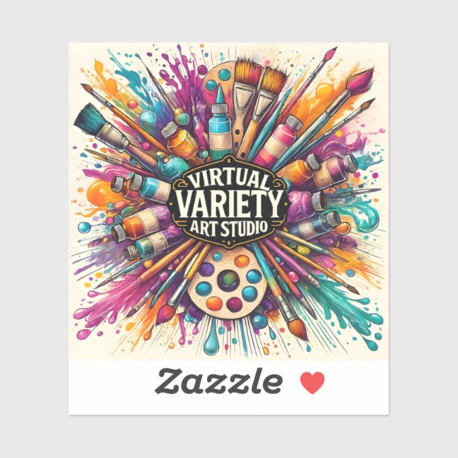 Virtual Variety Art Studio - Square Vinyl Sticker (Sheet)