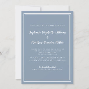 Virtual Wedding Dusty Blue Minimalist Livestream Invitation