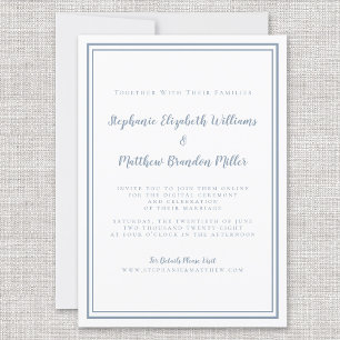 Virtual Wedding Dusty Blue Minimalist Online Invitation