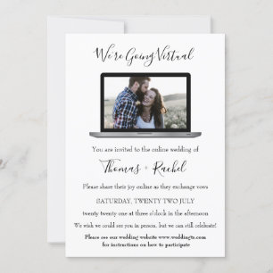 virtual wedding laptop photo minimalist modern invitation