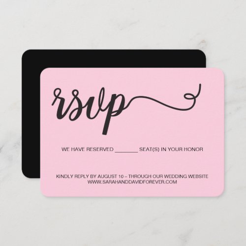 Virtual Wedding Response Cards Pink Black