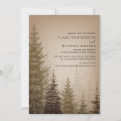 Virtual Wedding Rustic Evergreen Tree Invitation | Zazzle