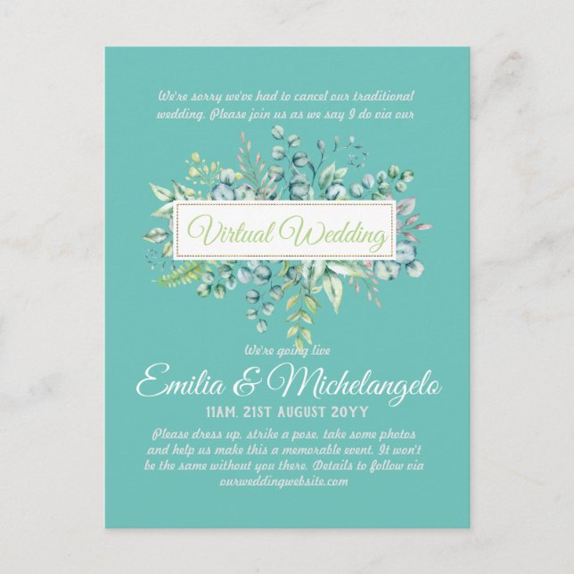 Virtual Wedding Video Chat Live Streaming Invites (Front)