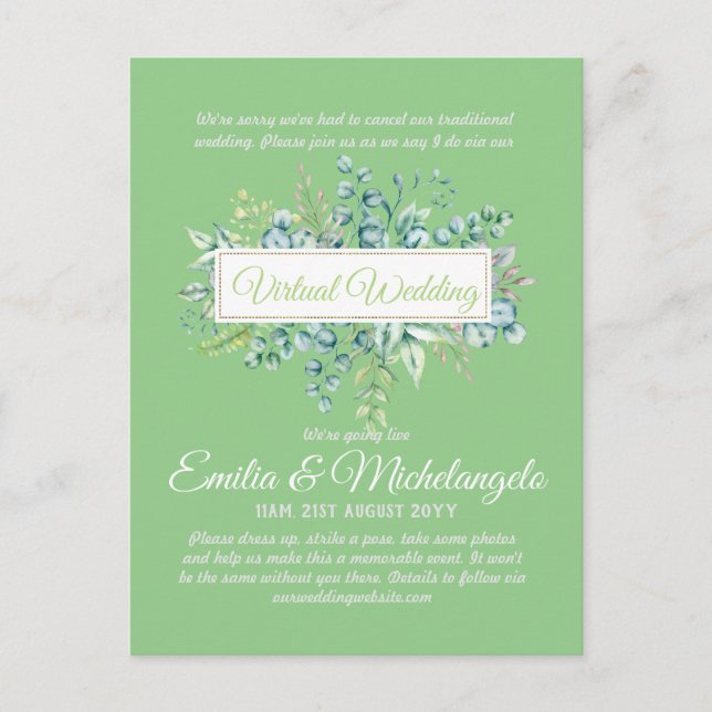 Virtual Wedding Video Chat Live Streaming Invites (Front)