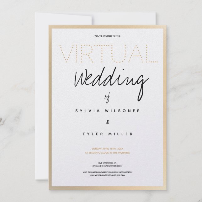 Virtual Wedding White Gold Black Typography (Front)