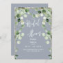 Virtual Zoom Bridal Shower Foliage Dusty Blue Invi Invitation